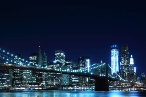 Бруклинский мост и Манхэттен, ночью #103817414