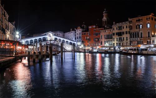 венецианский мост Риальто ночью #128292740