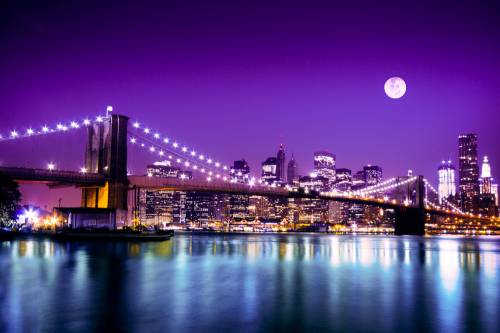 Бруклинский мост , ночь, Нью-Йорк #125536358