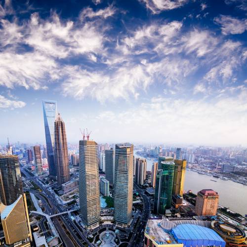 Вид сверху на закате Шанхай #118415263