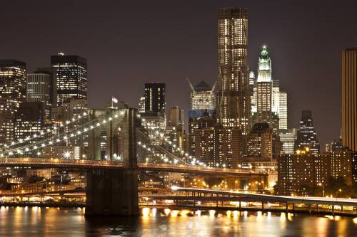 Бруклинский мост в ночное время #72760192