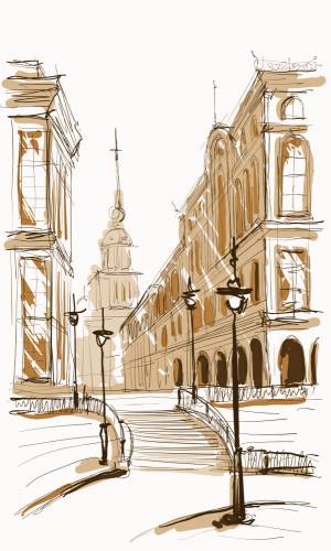 Улочка, рисунок  #HiRes