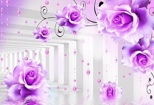 3D, 3д, коридор, розы  #56de663ce212f
